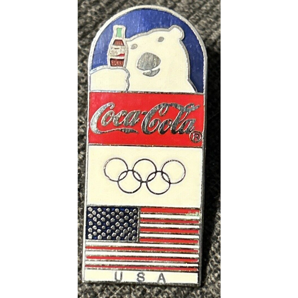 Coca-Cola Bear USA Olympic Team Sponsor 1994 Pin Lillehammer Winter Games